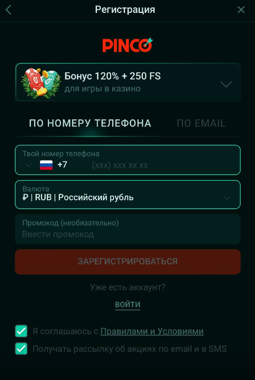 Мобильная версия Pinco
